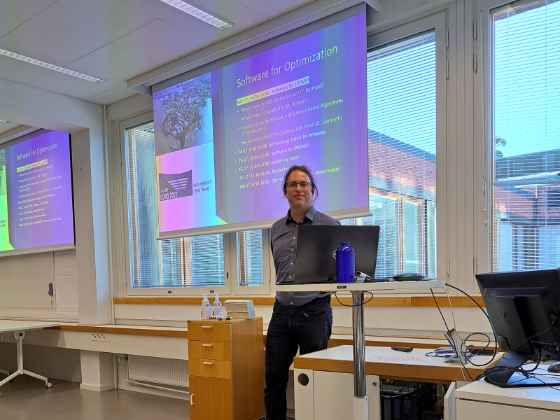 PD Dr. Timo Berthold, 4. July 2022 in Helsinki in his role as organizer of the Software for Optimization Stream at EURO