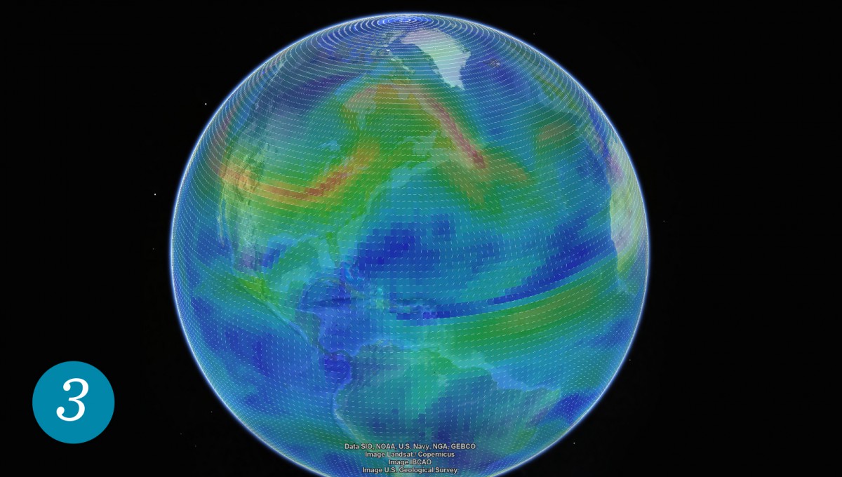 High-altitude wind over the American continent
