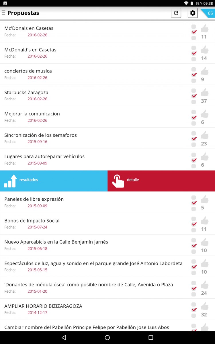 Screenshot of the Zaragoza Voting app.