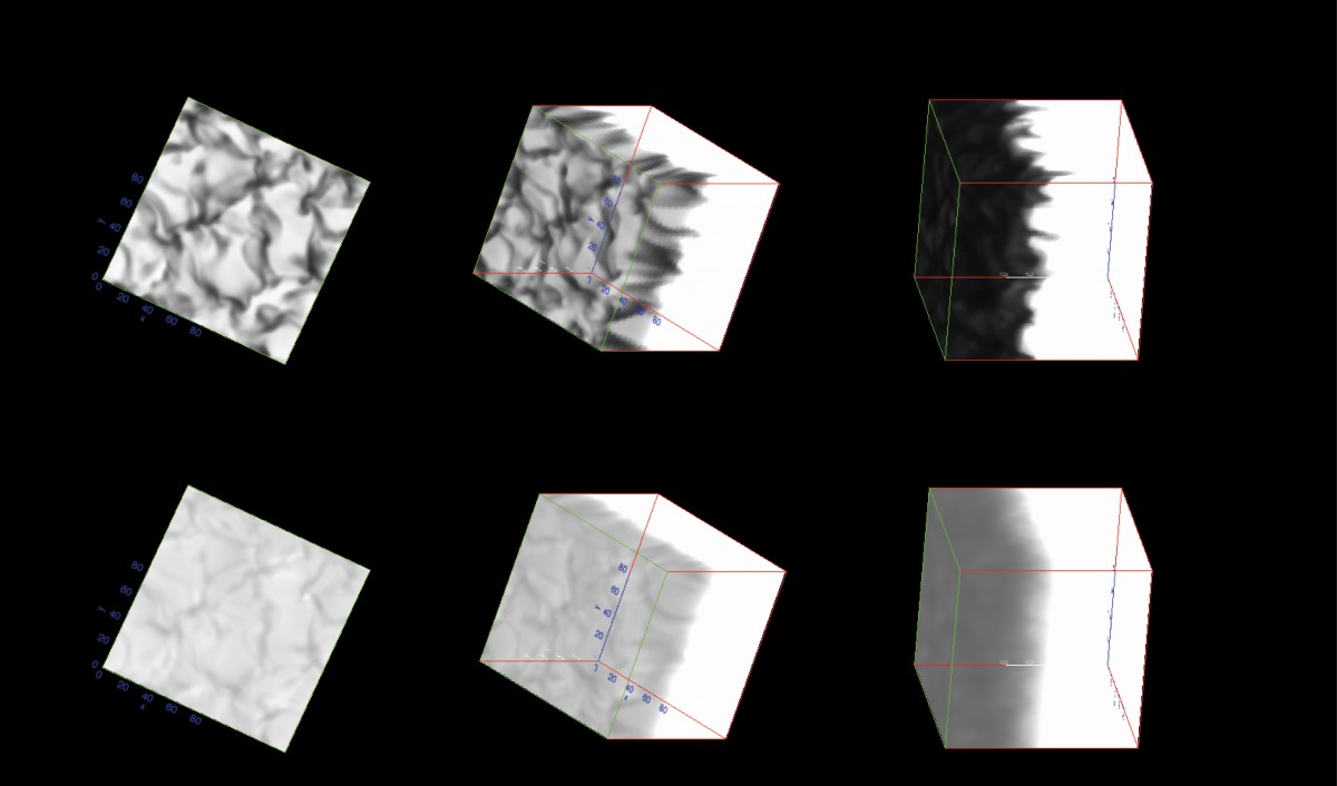 Large eddy simulation of passive scalar mixing at Reynolds number 10000 and Schmidt number 1000 along the centerline of a mixing device. The area of interest is 2x1x1mm resolved with approximately 200 mio. cells using OpenFOAM on 2000 cores. 