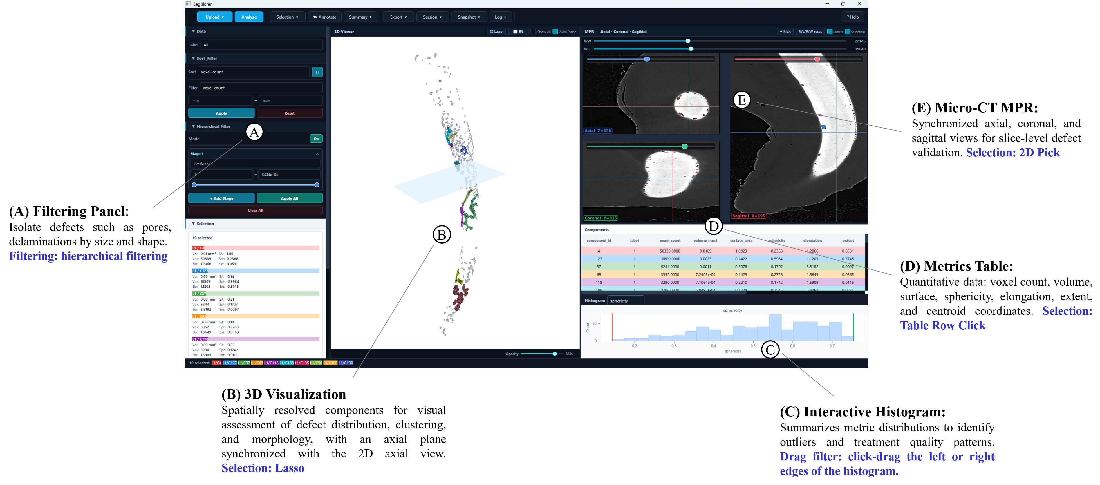 Segplorer toolkit visualization interface