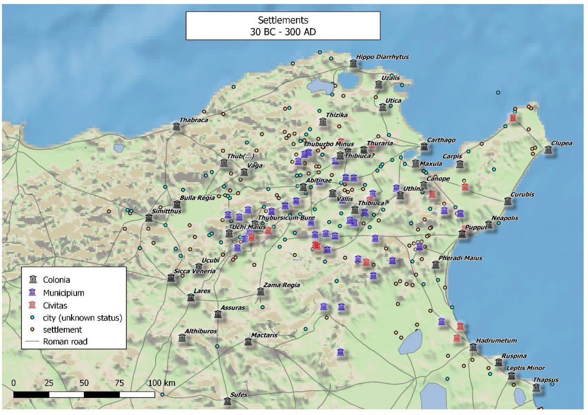 Settlement structure in 30 BC – 300 AD (map by F. Schweigart)