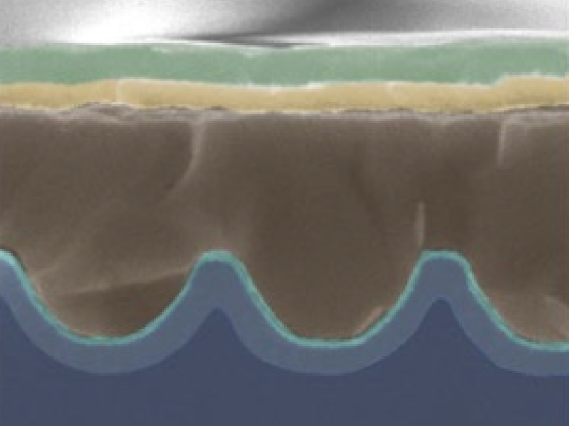 Microscopic image of a structured perovskite solar cell (HZB)